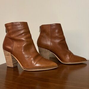 Lucky Brand Adalan Brown Leather Ankle Boots